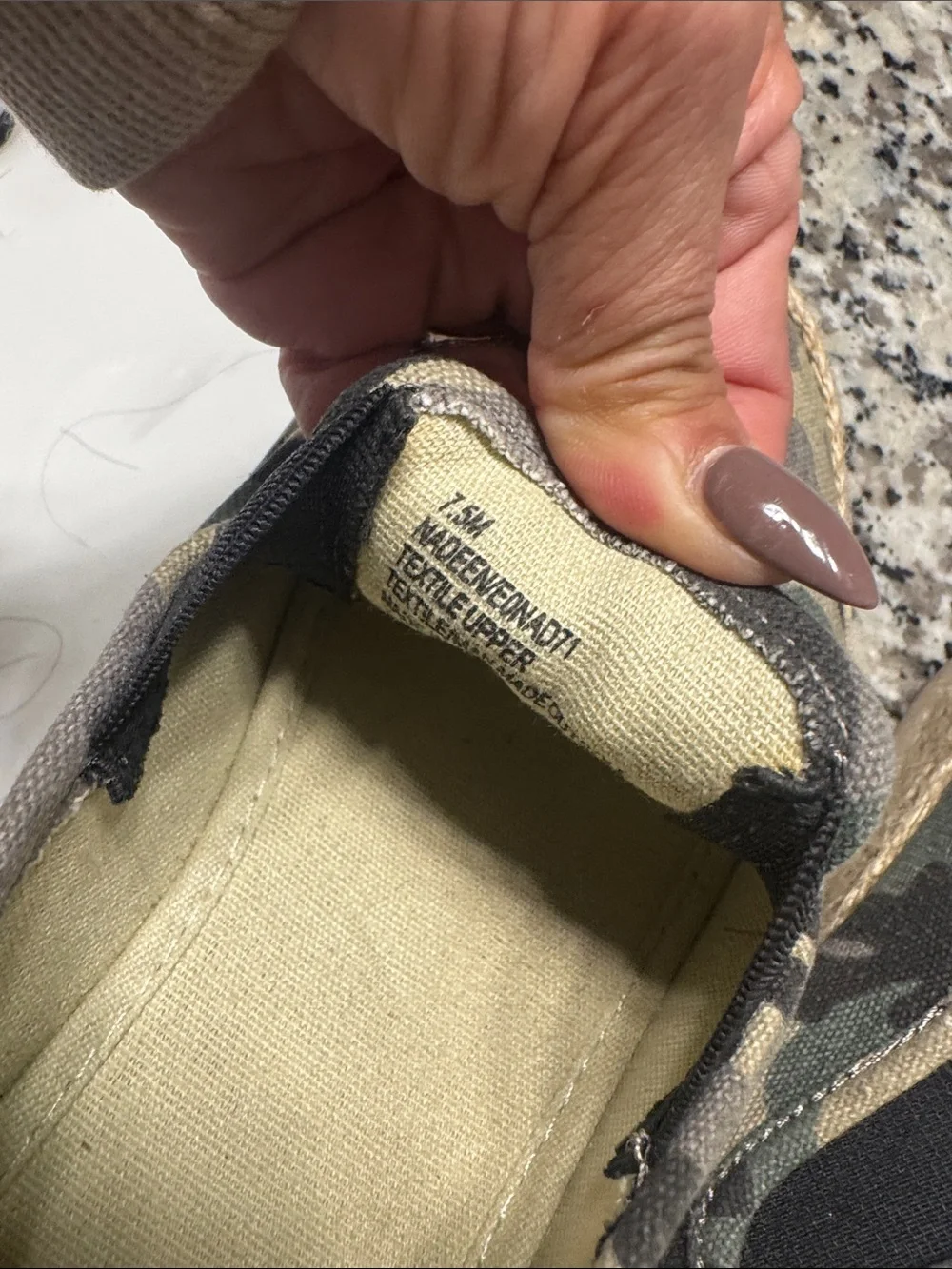 Esprit Camouflage Slip-On Espadrilles in Green and Tan